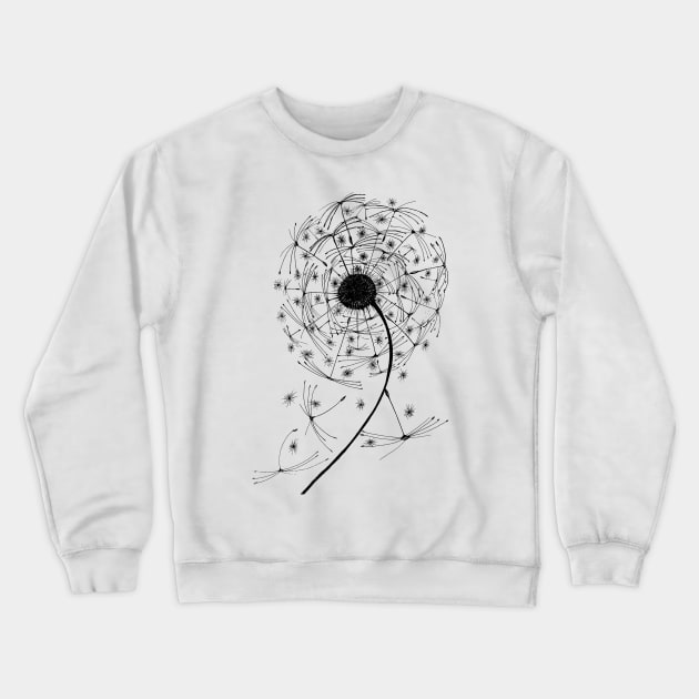 Black Dandelion Crewneck Sweatshirt by msmart